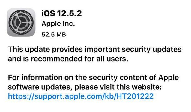 景宁苹果手机维修分享iOS12.5.2发布，建议所有老苹果用户安装 